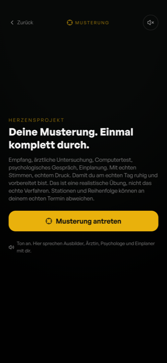 Musterungs-Simulation in der Soldatsein App
