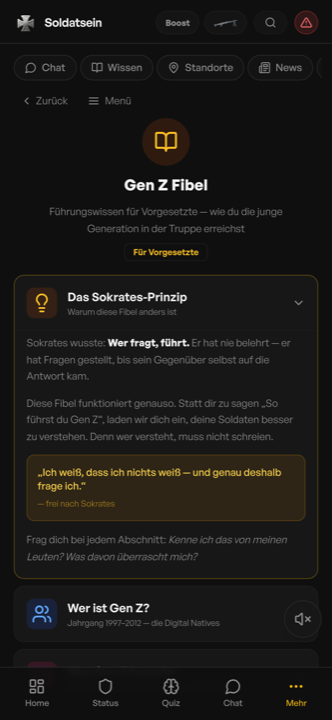 Gen-Z-Fibel für Vorgesetzte in der Soldatsein App