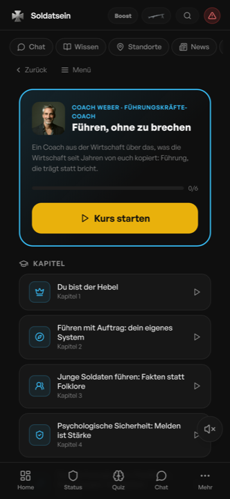 Kurs Führen ohne zu brechen mit Coach Weber in der Soldatsein App