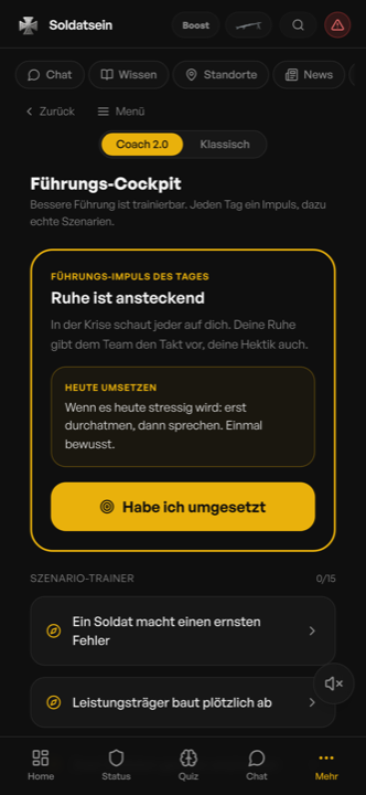 Vorgesetzten-Bereich der Soldatsein App